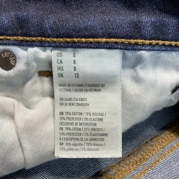 American Eagle Shortie 8 Midrise Super Stretch Denim Shorts Dark Raw Hem EUC - Picture 8 of 10